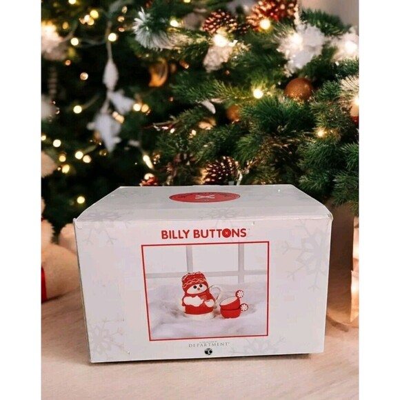New Department 56 Billy Buttons Hot Cocoa Set Pot and 2 Cups Year 2002 Snowman - Picture 1 of 5